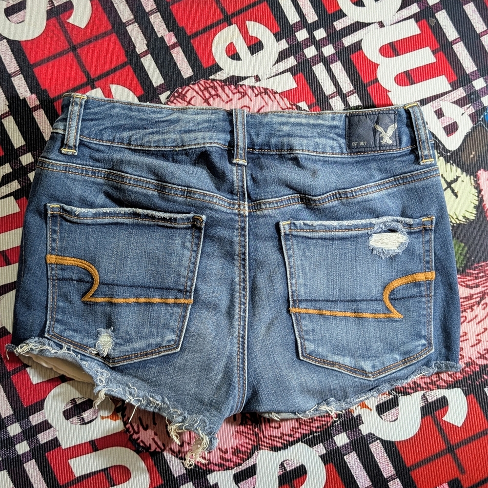 American Eagle Outfitters Super Stretch Distressed  Shorties Jean Shorts - Picture 2 of 4